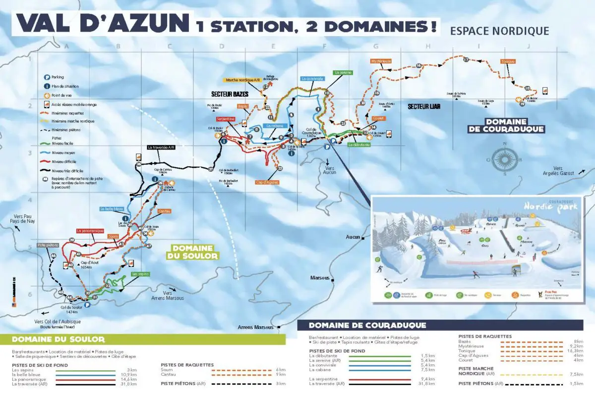 Plan de la station de ski nordique du Val d'Azun