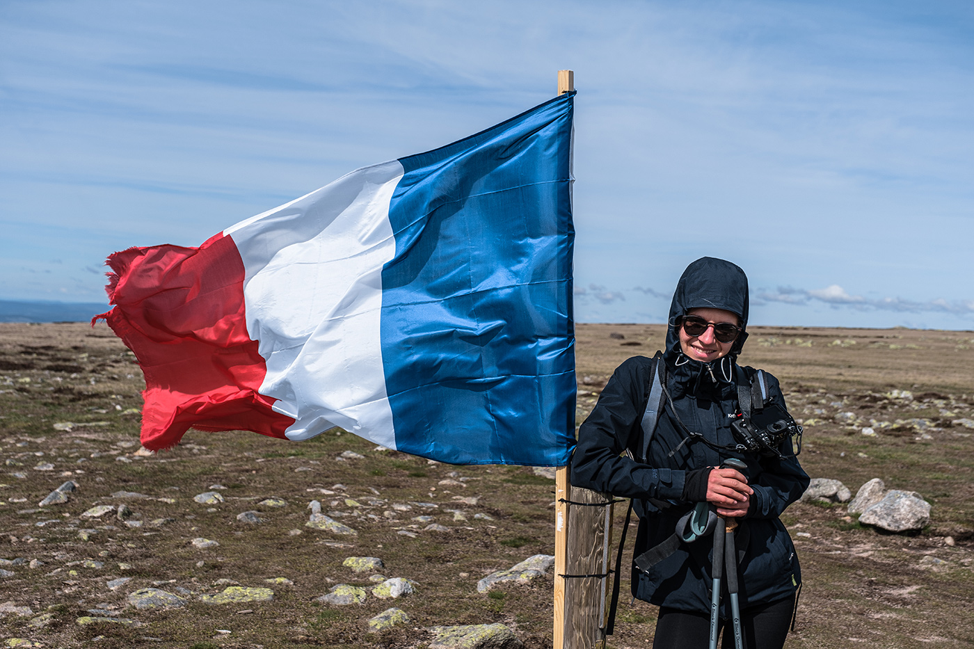 Randonnée mont Lozère Sommet de Finiels drapeau français