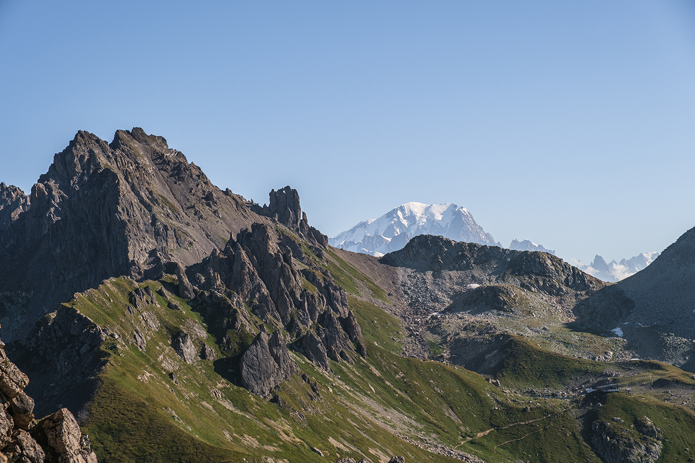 Vue sur le Mont Blanc depuis Pierra Menta