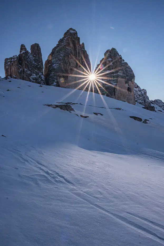 Tre Cime randonnée en hiver dans les Dolomites